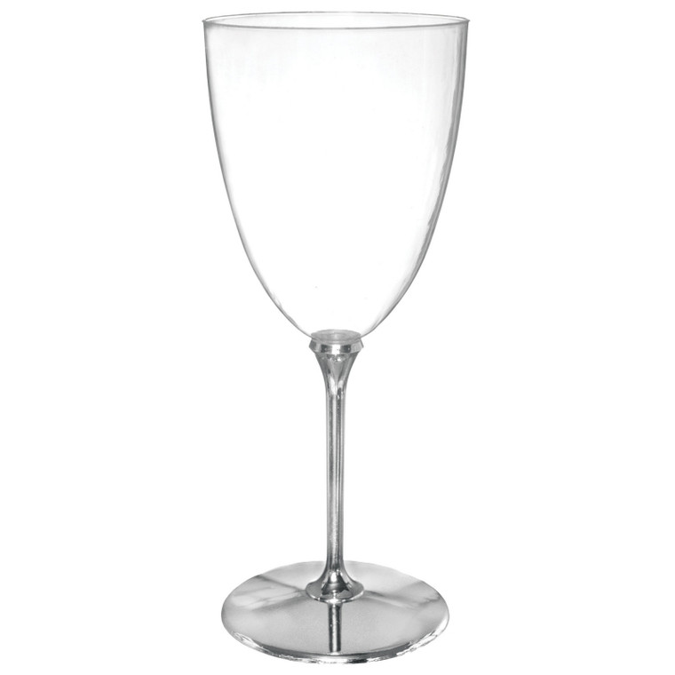 Premium Wine Glasses Silver Stem 8pk