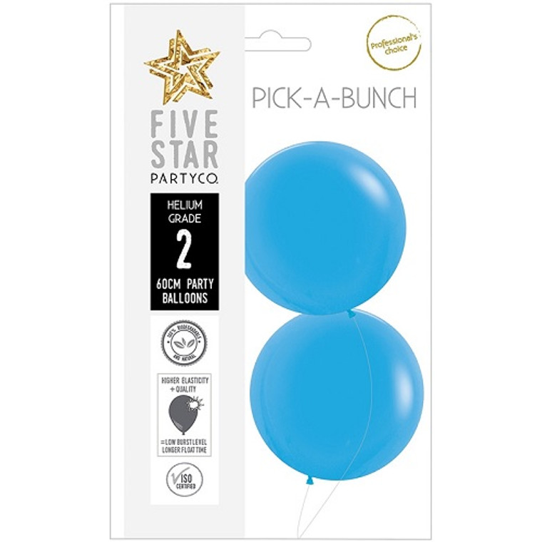 60cm Latex Balloons Matte Blue 2pk