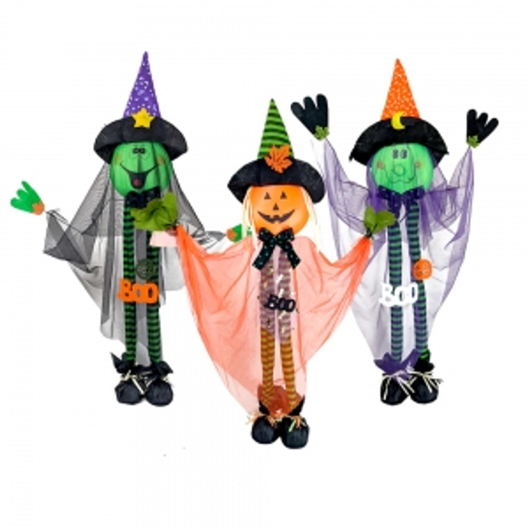 3 Asstd Standing Colourful Witches 36"