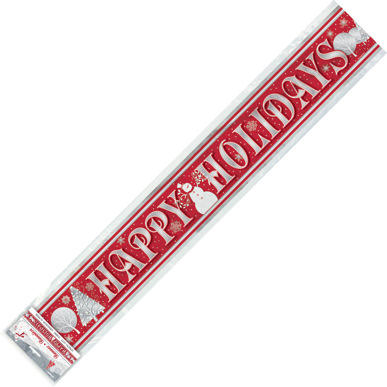 Frosted Christmas "Happy Holidays" Foil Banner 3.65m (12')