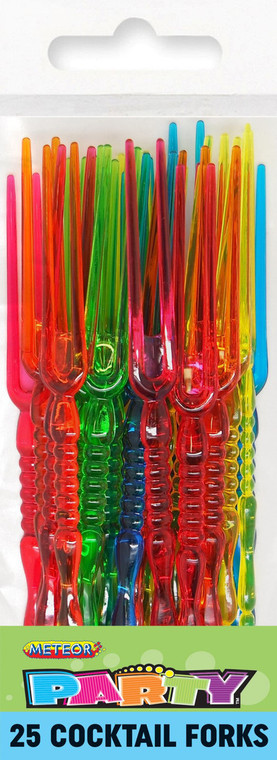 25 Plastic Pitchforks Assorted Colours 11cm (5")