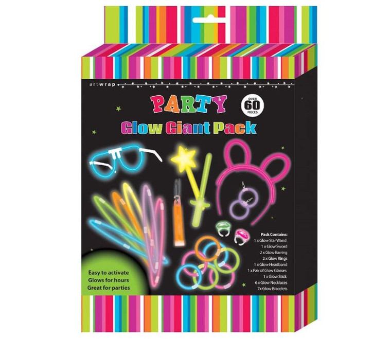 This great pack contains over 60 pieces, including glow sticks and connectors, so there is sure to be something for everyone!