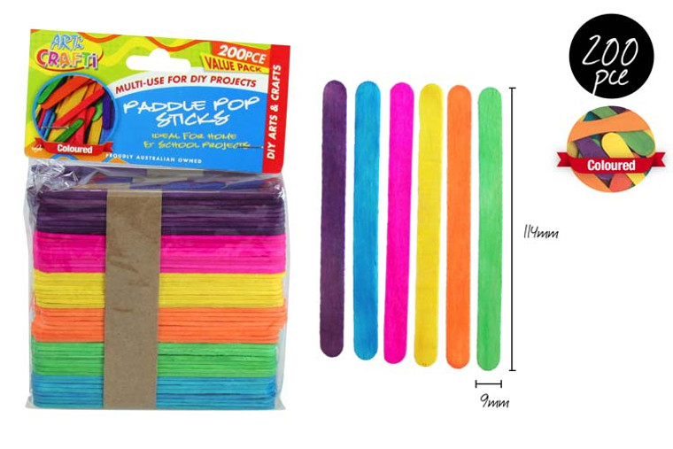 PK200 COLOUR PADDLE POP STICKS