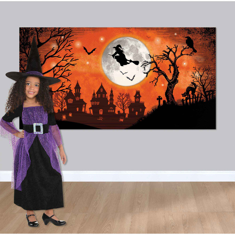 Halloween Classic Orange & Black Witch Scene Setter