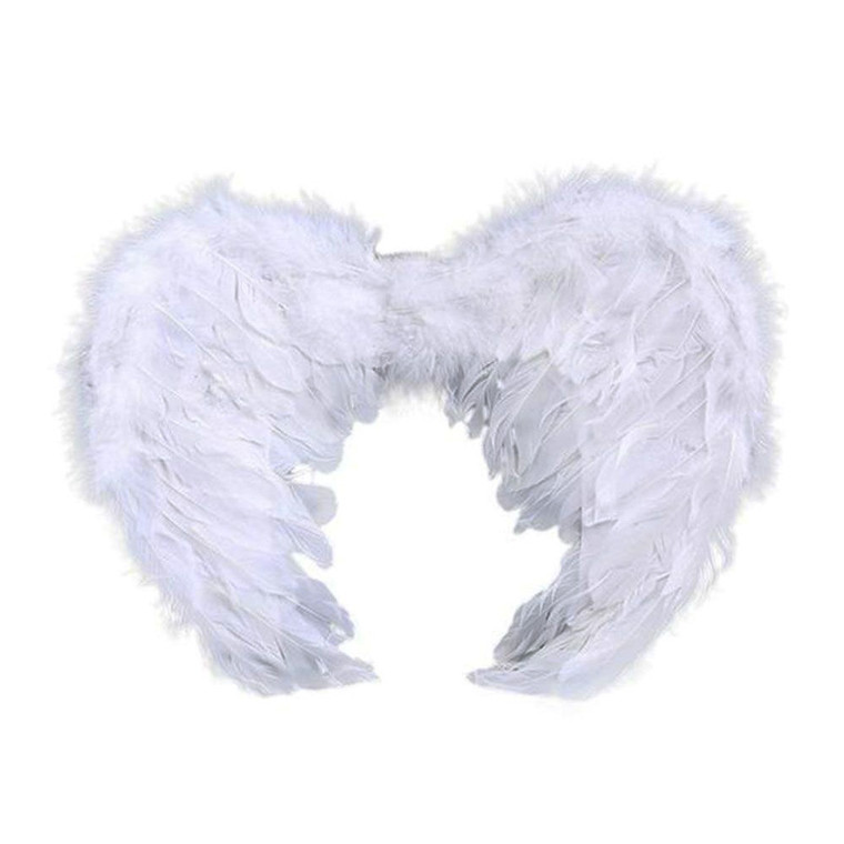 WHITE CURVED FEATHER WINGS