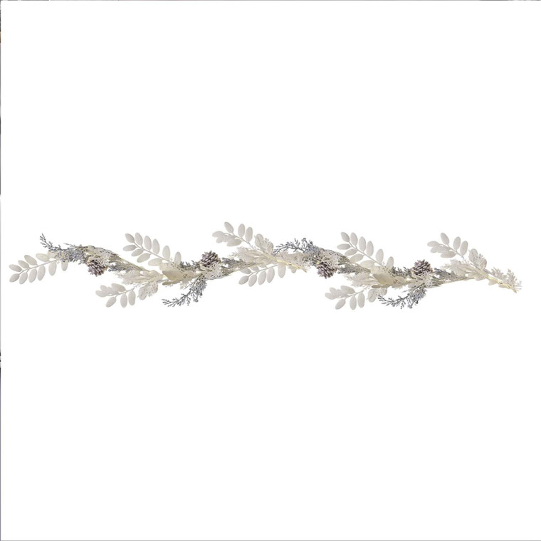 Silver Glitter Foliage Garland1