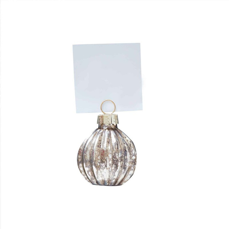 Silver Christmas Bauble Place Card Holders