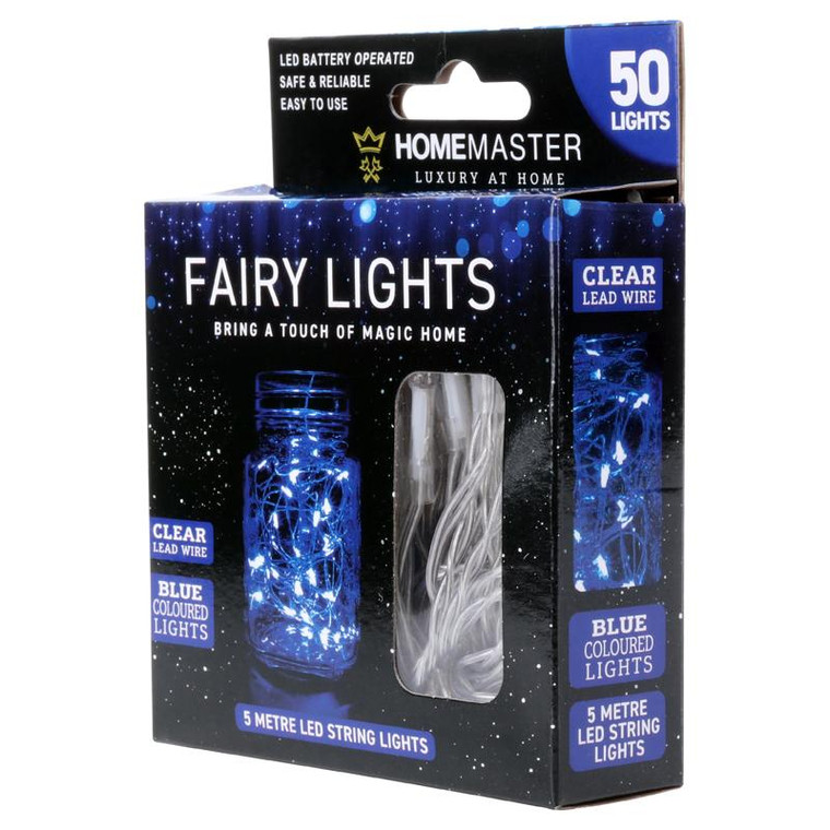Fairy Lights Blue Battery Operated - 5 Metre - 50pk