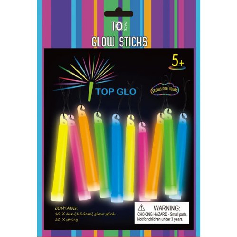 Glow Light Stick on String 6in 15cm Assorted P10