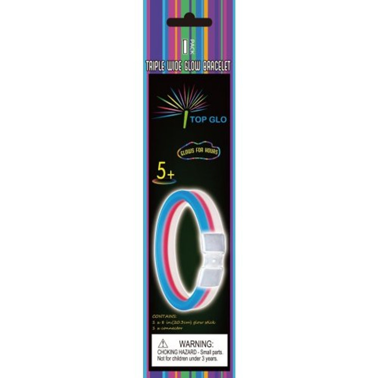 Glow Tri-Colour Wide Bracelet 8in 20cm P1