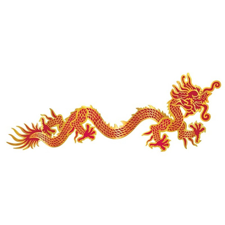 Asian Dragon Red & Gold Jointed Cutout 91cm