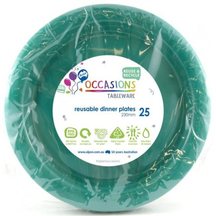 Reusable Plastic Dinner Plate Green 230mm PK600