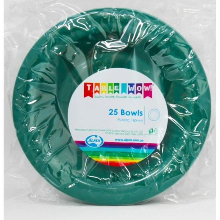 Reusable Plastic Bowl Green 180mm PK600