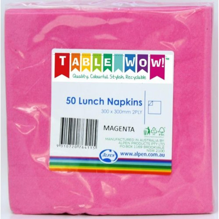 Magenta Lunch Napkin 33X33cm 2PLY P50x24 (1200 Napkins)