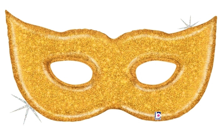 Balloon Mask Gold Glitter Shape Foil 51" 1pk