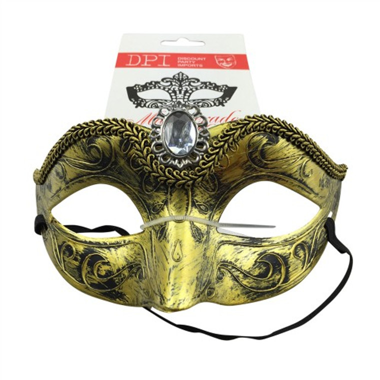 Masquerade Mask Gold  WClear Diamond