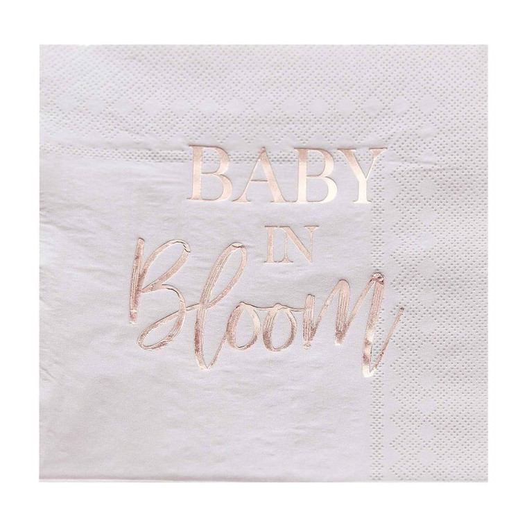 Baby in Bloom Lunch Napkins Foiled PK16 16cm (W) x 16cm (H)