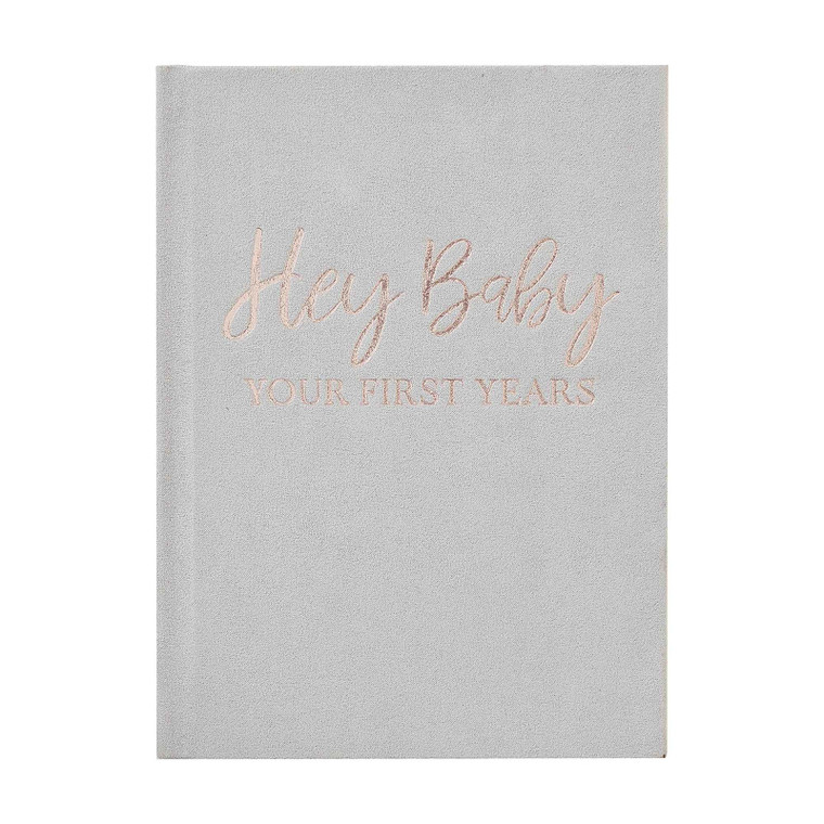 Baby in Bloom Guest Book Grey Suede My Baby Journal Foiled 62 Pages 21cm (H) x 16cm (W)