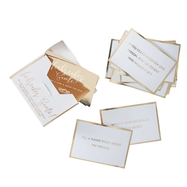 GOLD WEDDING TABLE GAME PK25 (10cm W x 7cm H each card)