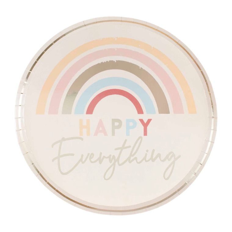 HAPPY EVERYTHING PLATES 25CM GOLD FOILED PK8