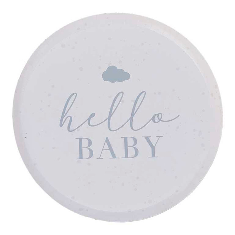 Hello Baby Paper Plates Speckle Cream & Grey 25cm PK8