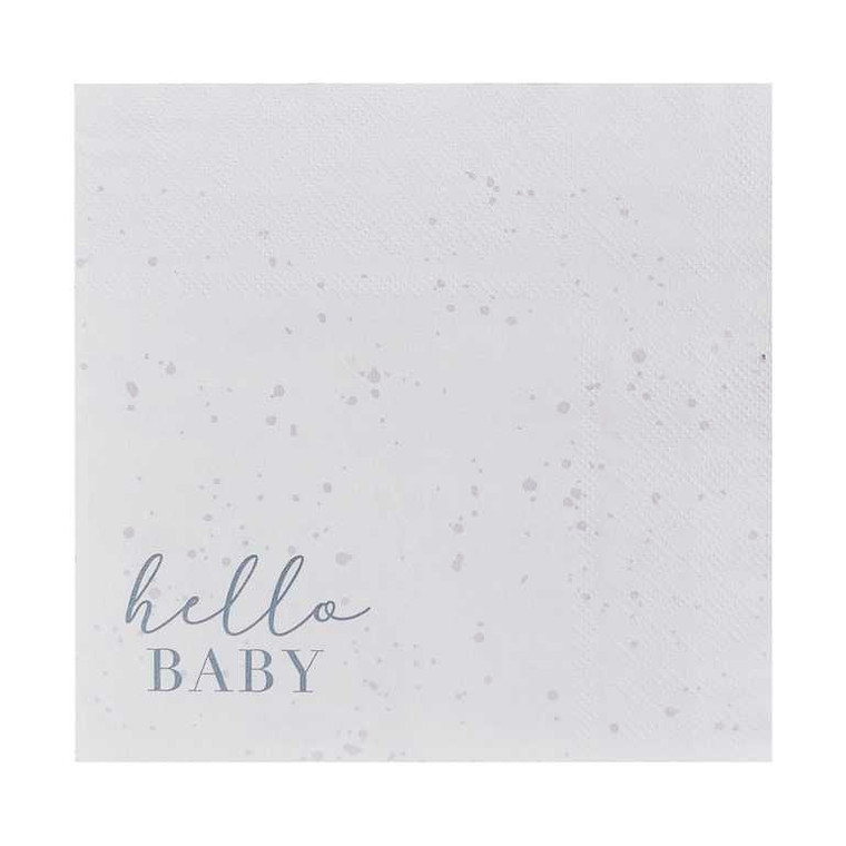 Hello Baby Napkins Cloud & Speckle Cream & Grey  PK16 16.5cm (H) x 16.5cm (W)