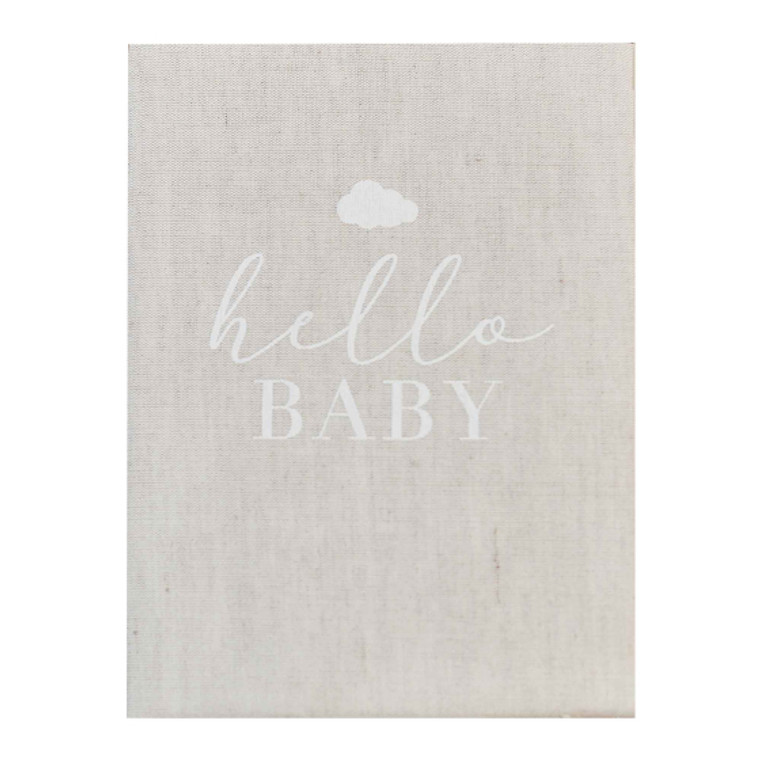 Hello Baby Neutral Linen Baby Journal Book 22.5cm (H) x 16.5cm (W) x 2cm (D)