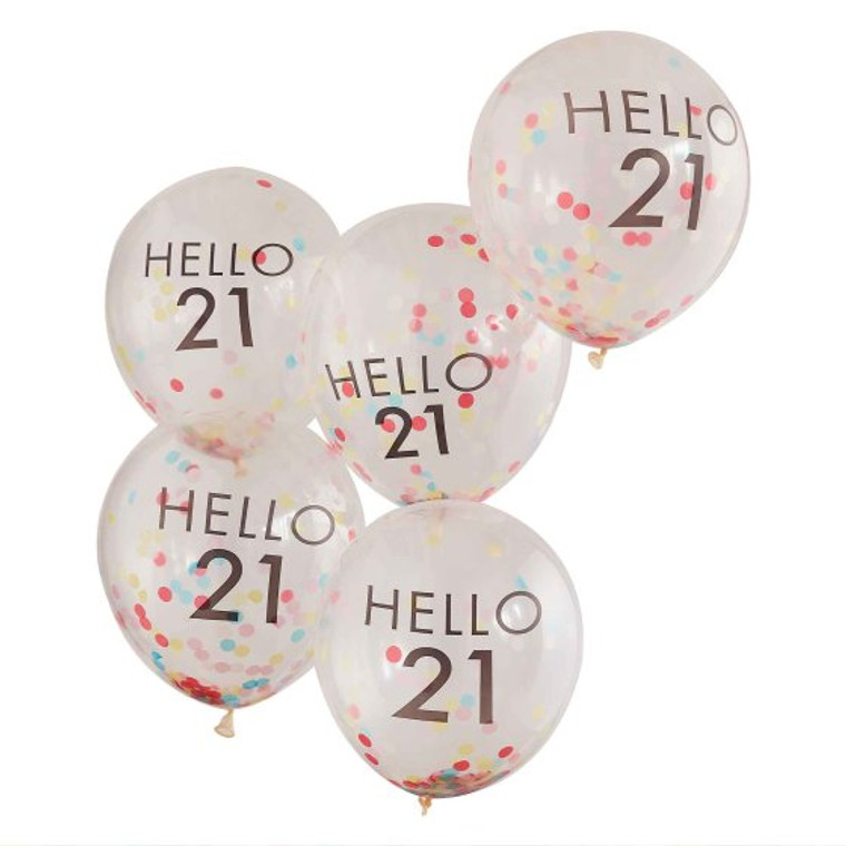 Mix It Up 'Hello 21' 30cm Balloons Brights PK5
