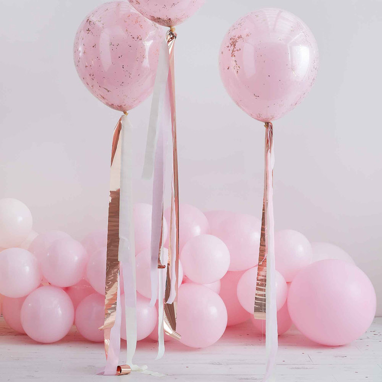 Mix It Up Balloon Tail Streamers Pink & Rose Gold