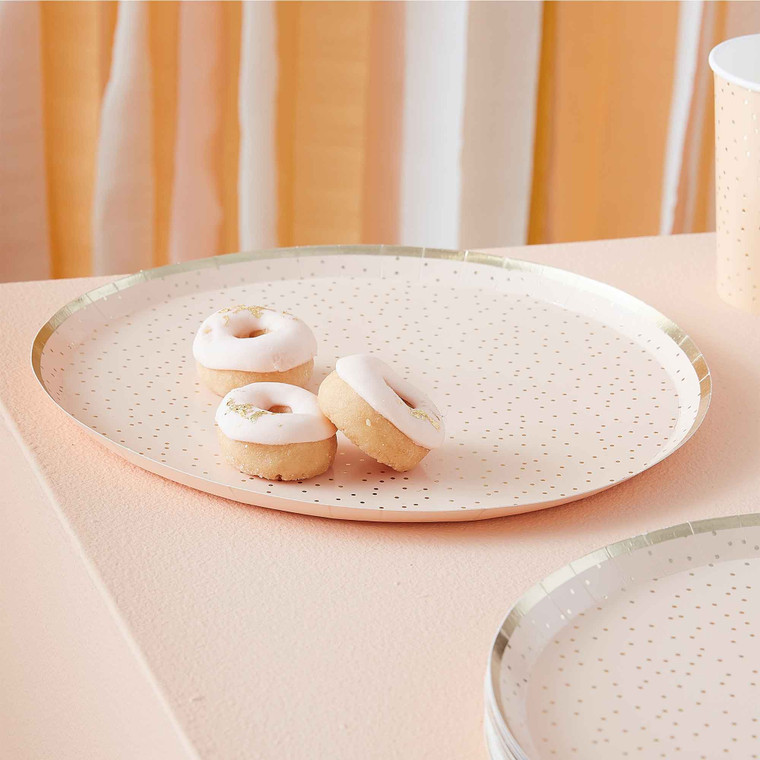 Mix It Up Plates Peach 24cm Dotty Gold Foiled PK8