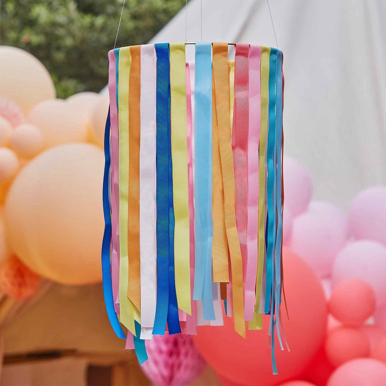 Mix It Up Hanging Ribbon Hoop Brights 90cm (H) x 40cm (D)