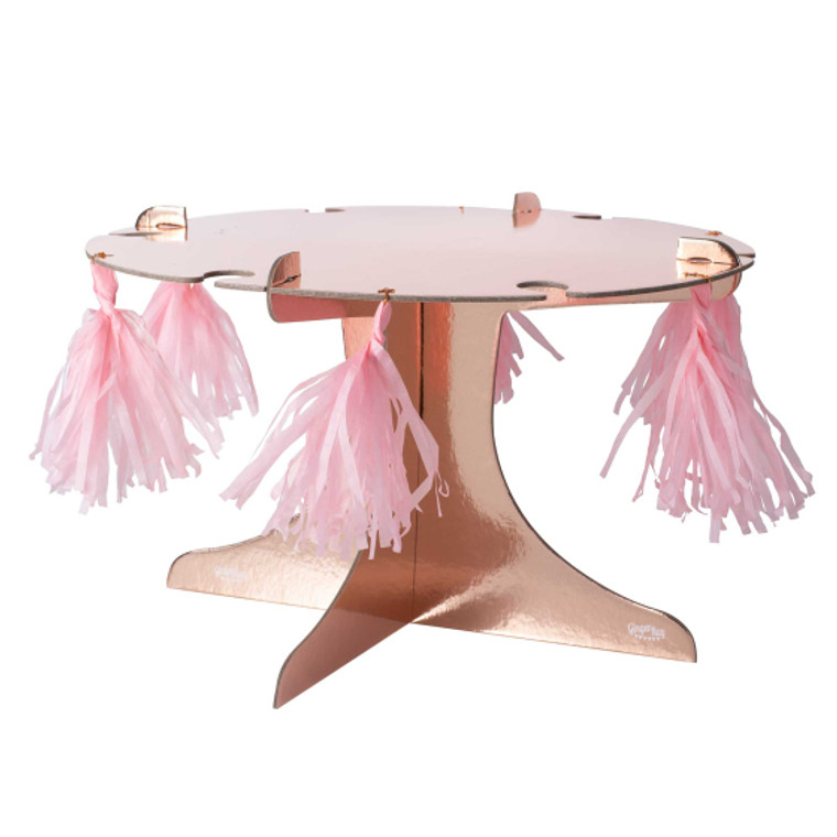 Rose Gold Cake Stand with Drink Holders and Tassels 36cm (W) x 22cm (H)