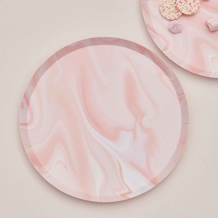 Mix It Up Paper Plates Marble Pink PK8 25CM