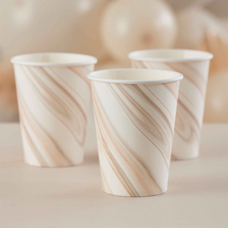Mix It Up 9oz/266ml Paper Cups Natural Marble PK8
