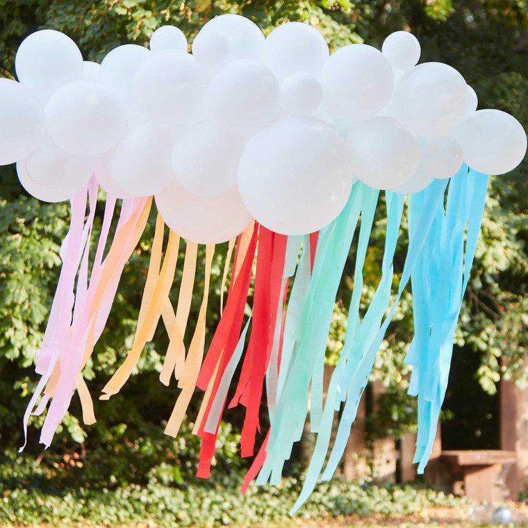 Mix It Up Balloon Backdrop Balloon Garland & Streamers White & Brights Pack of 40