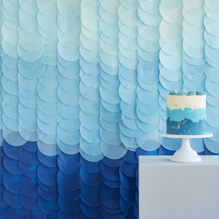 Mix It Up Backdrop Tissue Paper Discs Blue Ombre 200cm (H) x 200cm (W) x 0.5cm (D)