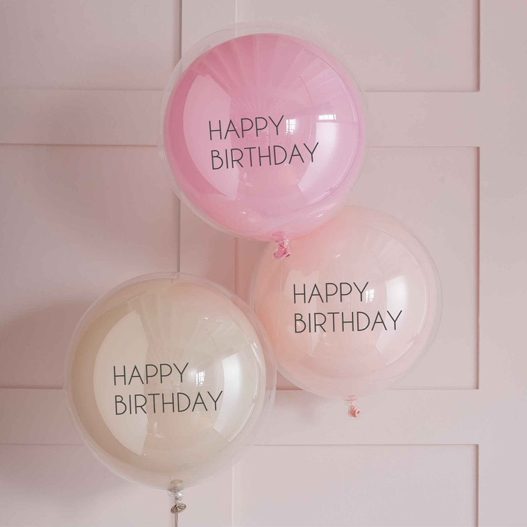 Mix It Up Balloon Bundle Happy Birthday Double Stuffed Pink PK3