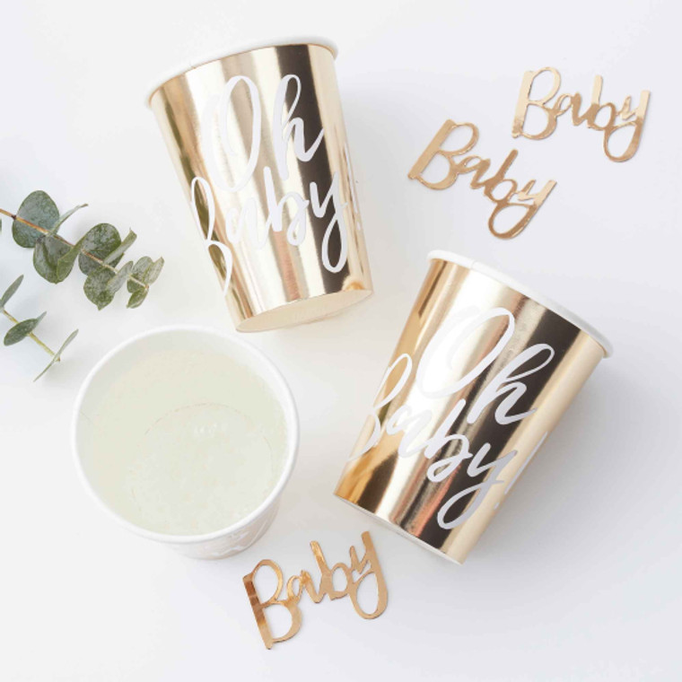 Oh Baby! Paper Cups Gold PK8 9oz/266ml