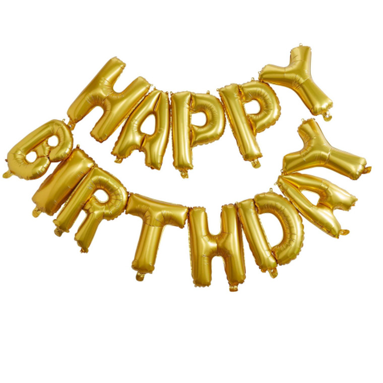 Pick & Mix Happy Birthday Balloon Bunting - Gold