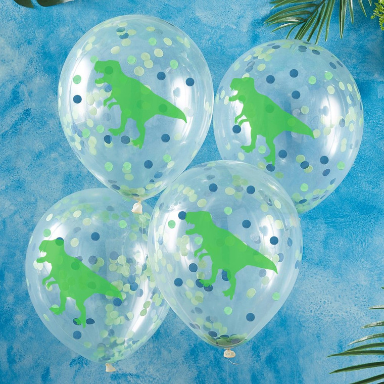 Blue and Green 30cm Confetti Balloons PK5