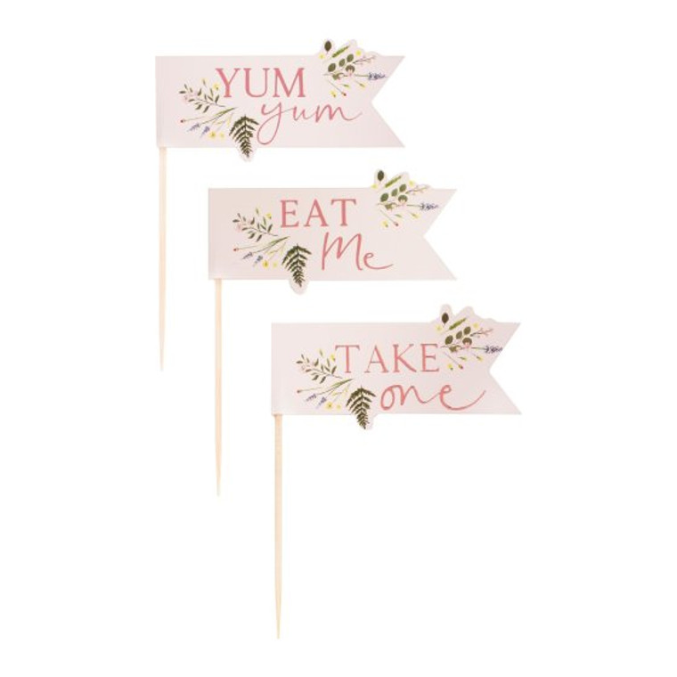 Afternoon Tea Cupcake Toppers PK12 7cm W x 11cm H (with stick)