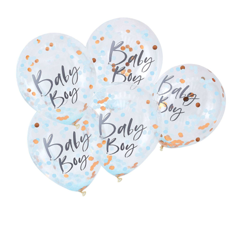 Blue Baby Boy Baby Shower 30cm Confetti Balloons PK5