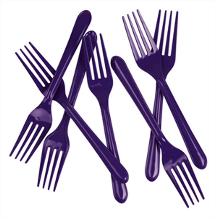Purple Reusable Plastic Cutlery Forks 20 Pack
