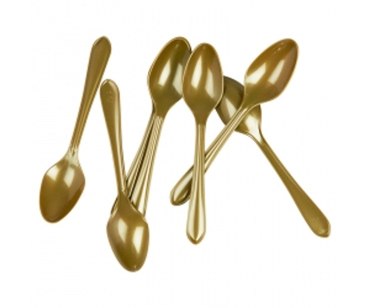 Gold Reusable Plastic Cutlery Spoons 20 Pack