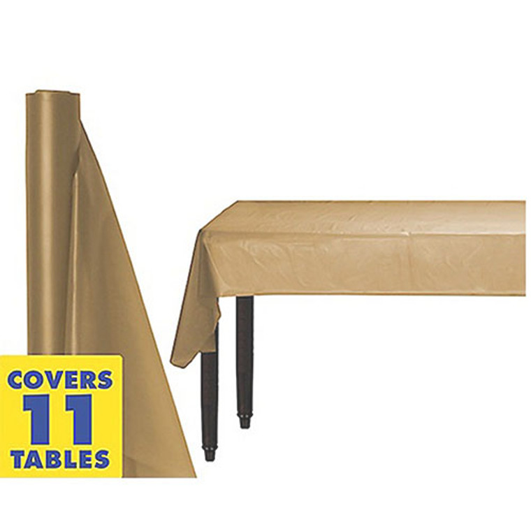 Gold Plastic Table Cover Roll 30m