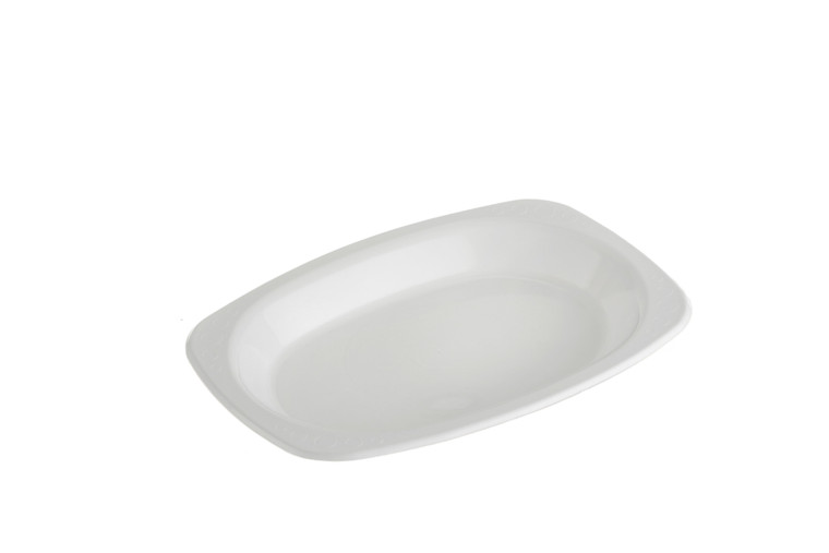 Reusable White Premium Plastic  Oval Plate Small PK50 (160 x 230mm)