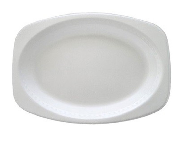 Reusable White Premium Plastic Oval Plate Medium PK50 (210 x 300mm)