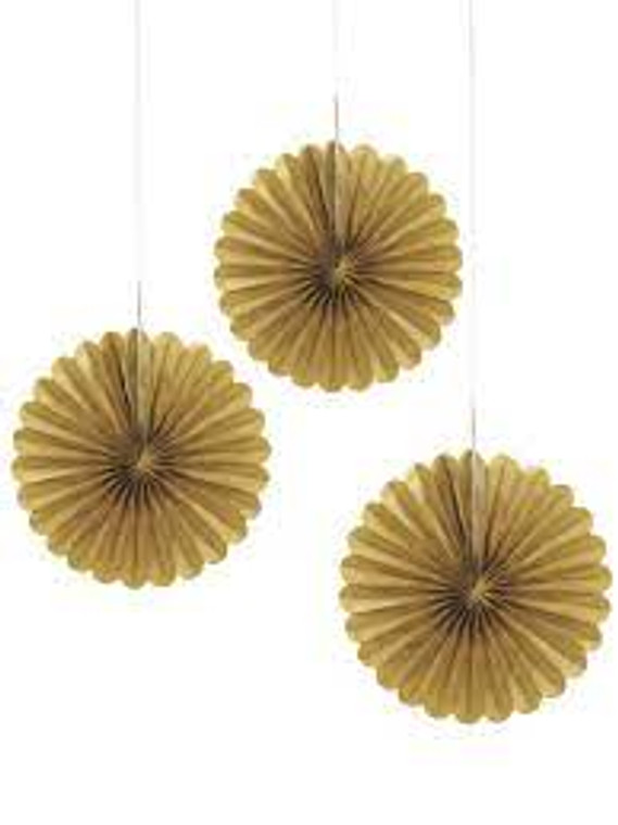 Decorative Fans - Mini Set of 3 - Gold