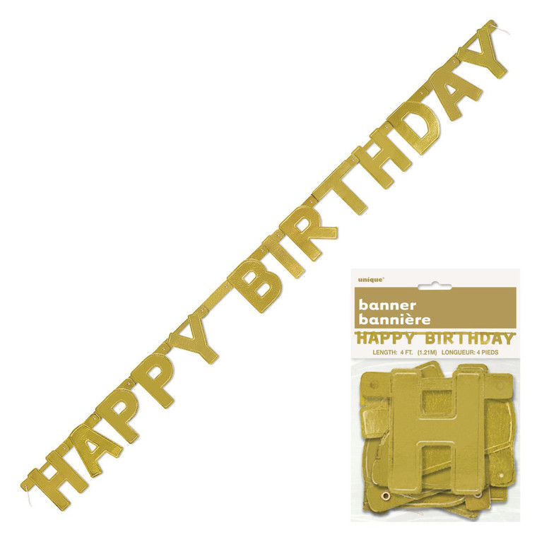 Happy Birthday Gold Jointed Banner 1.2m