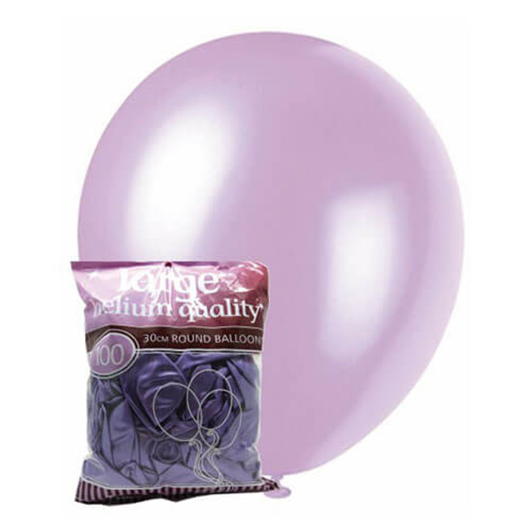 30cm Latex Balloons - Pearl Lavender (100 Pack)